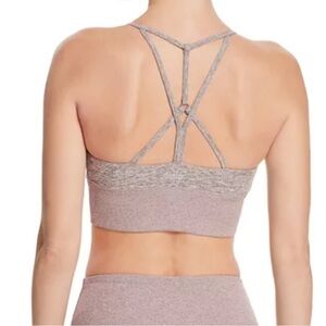 Alo Yoga Lush Alosoft Strappy Sports Bra tan gray